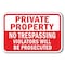 Signmission Safety Sign, 12 in Height, Aluminum, Private Prop - P P No A-1218 Private Prop - P P No - alternate 1